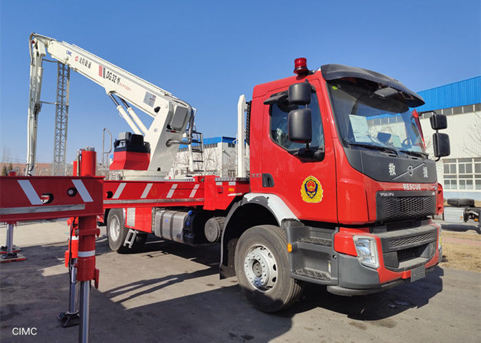 Shanghai  Jindun VOLVO FM540 84R Aerial Ladder Fire Truck H Style Outrigger